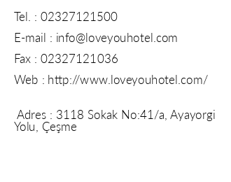 Loveyou Hotel iletiim bilgileri